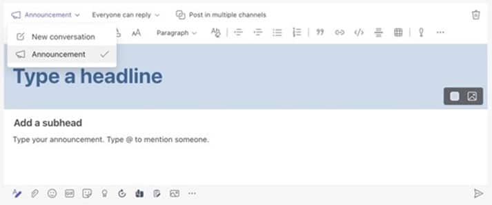 How to create a visual Microsoft Teams annoucement