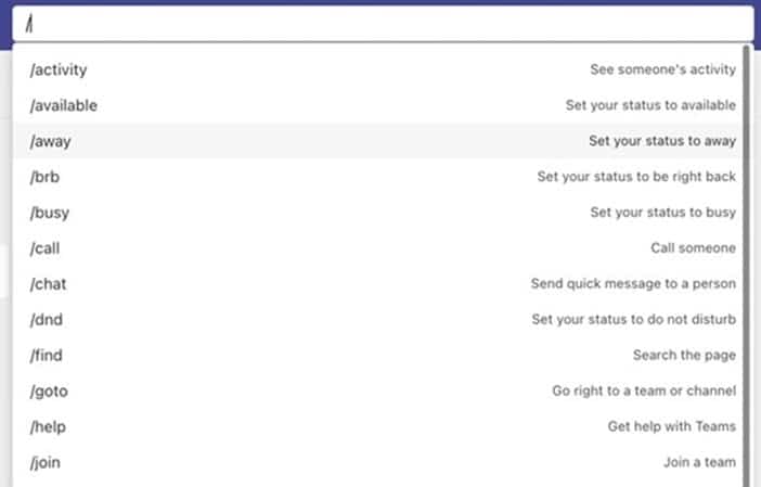How to use commands in Microsoft Teams