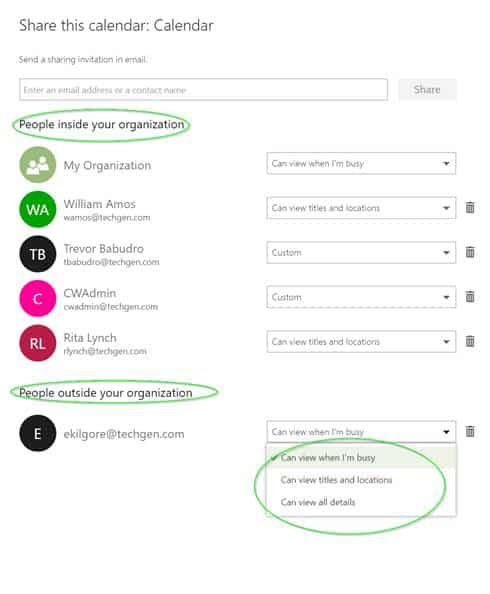 Enter the name or email address of the person you want to share your calendar with.
