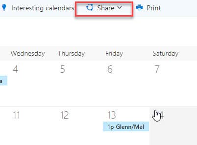 Microsoft screen calendar share