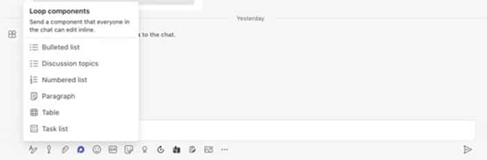 How to add a loop component in Microsoft Teams