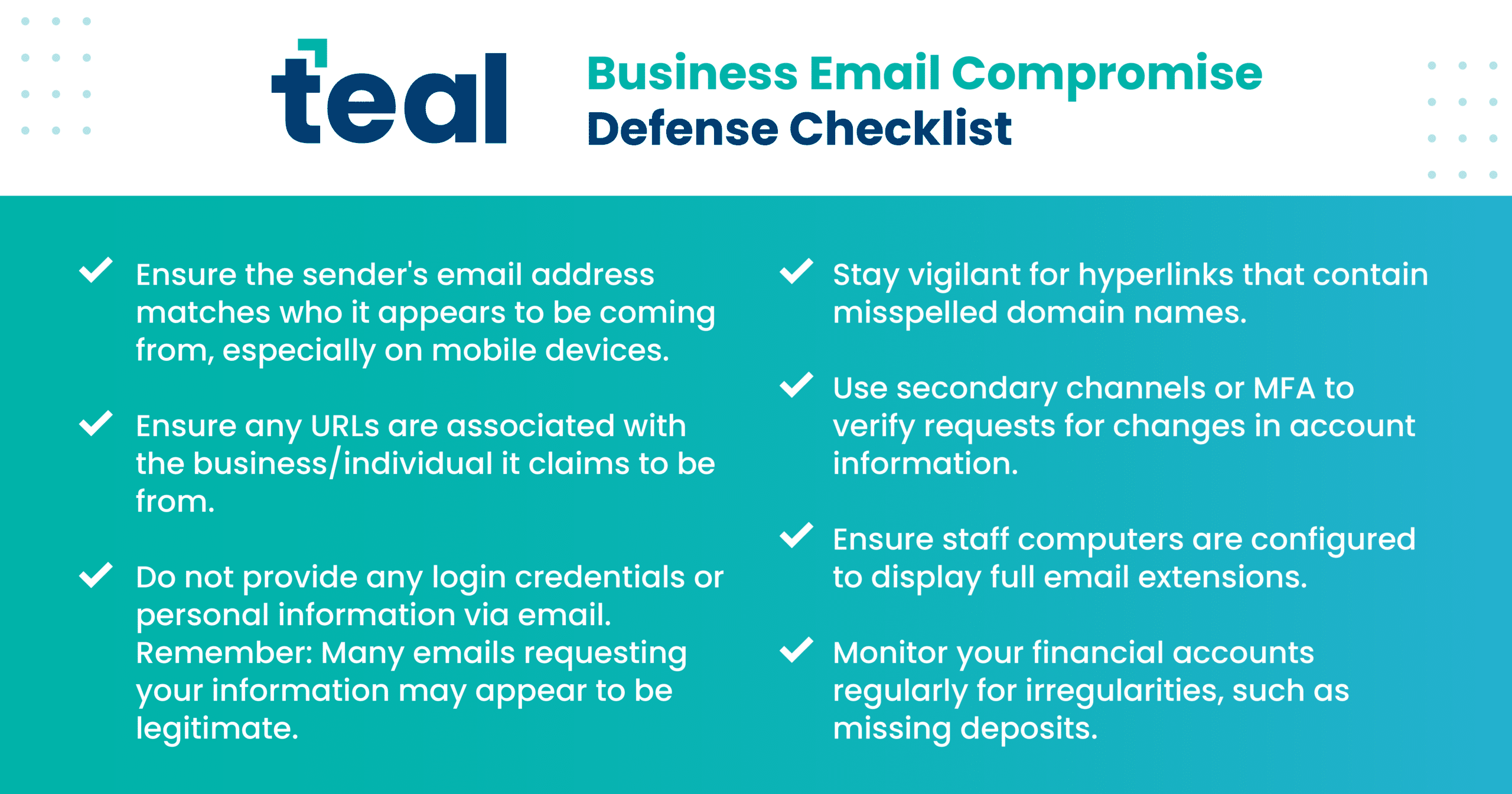 BEC Defense Checklist