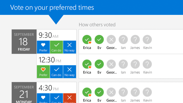 Using the FindTime App, invitees can vote on the best time.