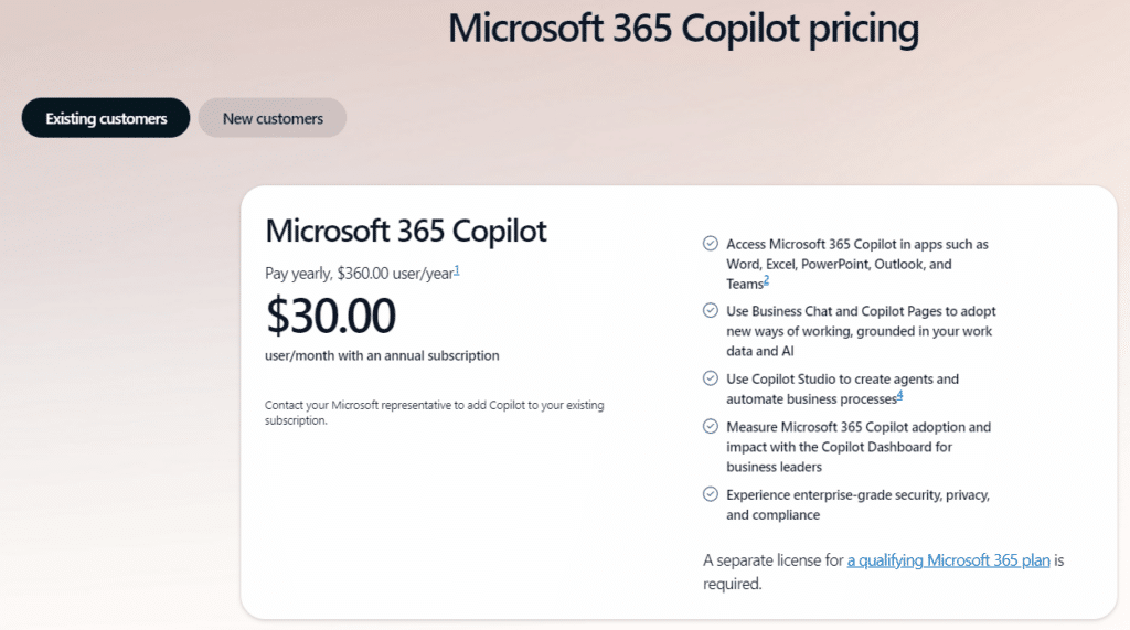 Microsoft 365 Copilot pricing