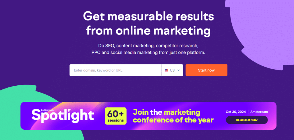 Semrush homepage 2024
